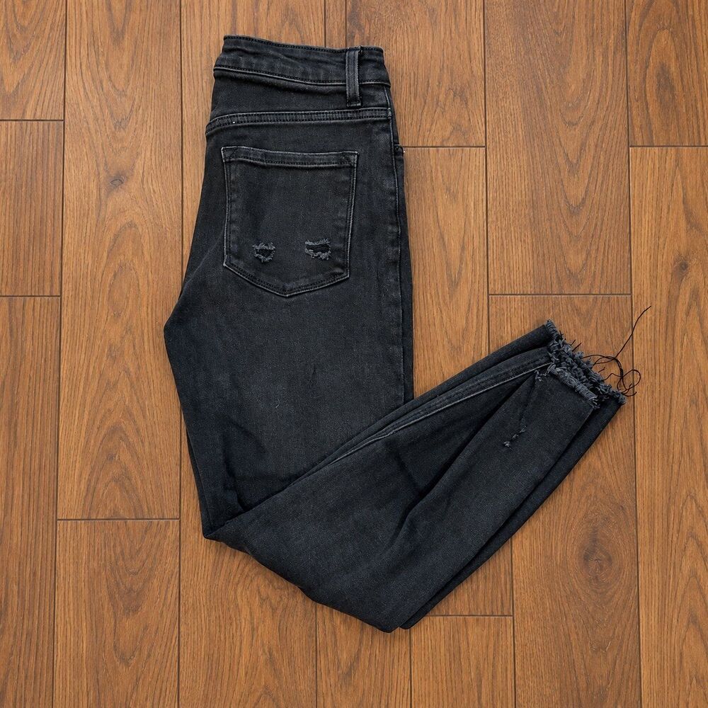 {Ceros} black washed distressed button-fly jeans, 30